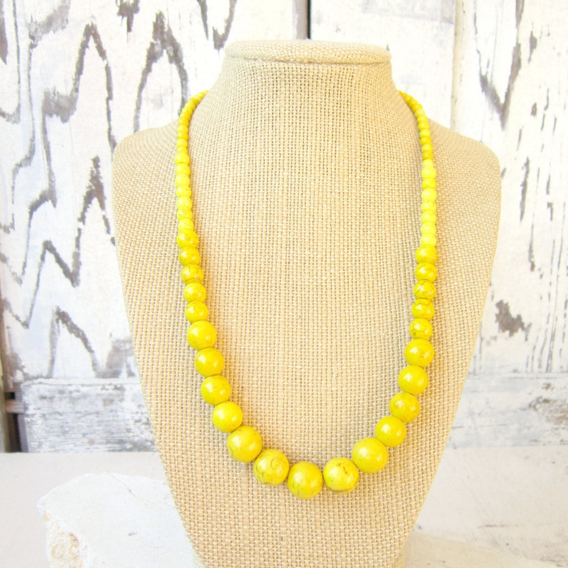 Yellow Beaded Necklace.Yellow Graduated Necklace.Yellow Etsy