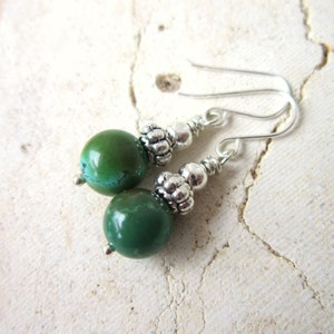 Green Turquoise Earrings. Genuine Turquoise Dangle Earrings. Turquoise Drop Earrings. Silver & Natural Turquoise Jewelry image 2