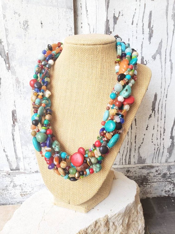 Semi precious multi stone necklace discount