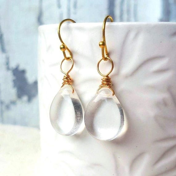 アクセサリー Organic motif Glass Earrings - clear Organic motif Glass Earrings - clear – OBLIGE
