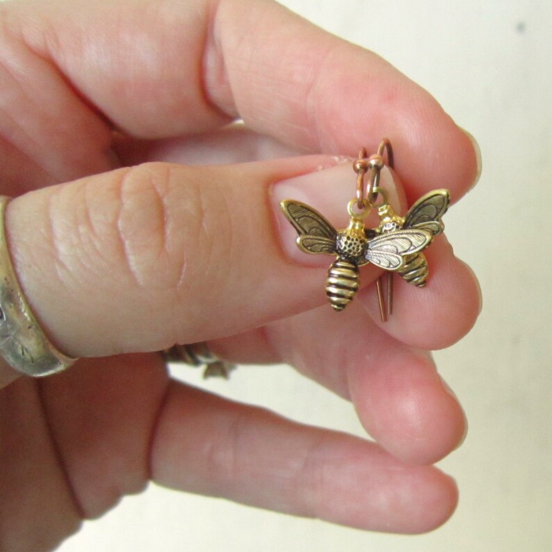 Silver Honey Bee Earrings. Honey Bee Dangle Earrings. Gift for a Beekeeper. Honey Bee Jewelry.Gift for a Bee Lover. Beekeeper Jewelry image 3