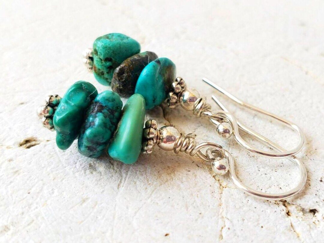 Turquoise Ear Stack Genuine Turquoise Earrings. Turquoise Nugget Stack Earrings. Turquoise ...