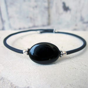 Black Onyx Bracelet. Onyx Cuff Bracelet. Slip on Black Bracelet.Black Onyx Jewelry.Black Jewelry.Black Cuff Bracelet.Layering Bracelet