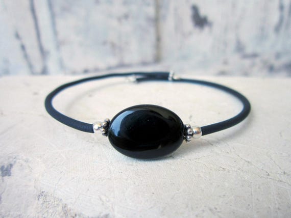 Black Onyx Bracelet. Onyx Cuff Bracelet. Slip on Black Bracelet.Black Onyx Jewelry.Black Jewelry.Black Cuff Bracelet.Layering Bracelet
