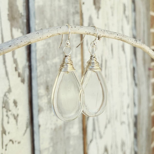 Clear big stone earrings