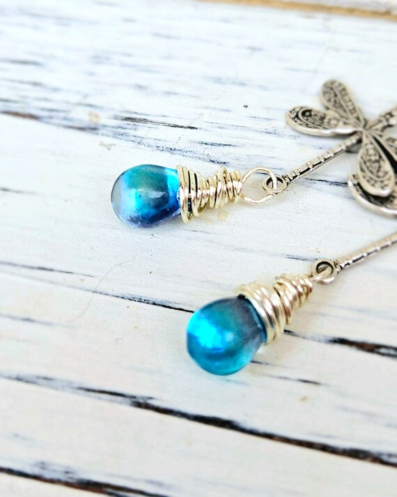Orecchini pendenti con perle uniche e libellula in argento 925/Orecchini pendenti con perle grandi in stile Art Déco/Orecchini con perle naturali di grande effetto da donna - Italia