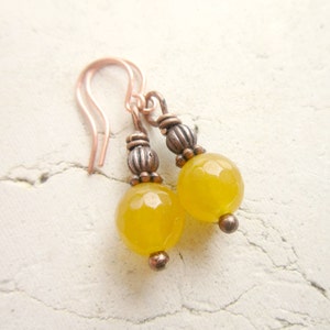 Yellow Jade Dangle Earrings.Faceted Yellow Drop Earrings.Butterscotch Dangle Earrings.Yellow Jade Jewelry.Yellow Jade Jewelry.Rustic Jewelry
