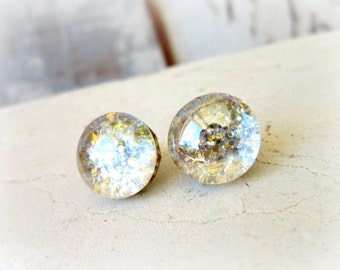Gold & Silver Glitter Stud Earrings. Post Earrings. Glitter Button Earrings. Holiday Jewelry. Glitter Jewelry. Silver Stud Earrings
