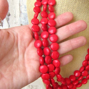 Red Turquoise Necklace.Triple Strand Red Howlite Necklace. Red Statement Necklace. Red Jewelry. Red Necklace. Red Bridesmaid Jewelry image 4