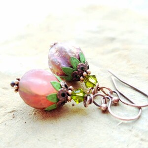 Czech Glass Pumpkin Earrings. Apricot Fall Earrings. Copper & Orange Autumn Earrings. Fall Dangle Earrings.Autumn Jewelry.Fall Jewelry