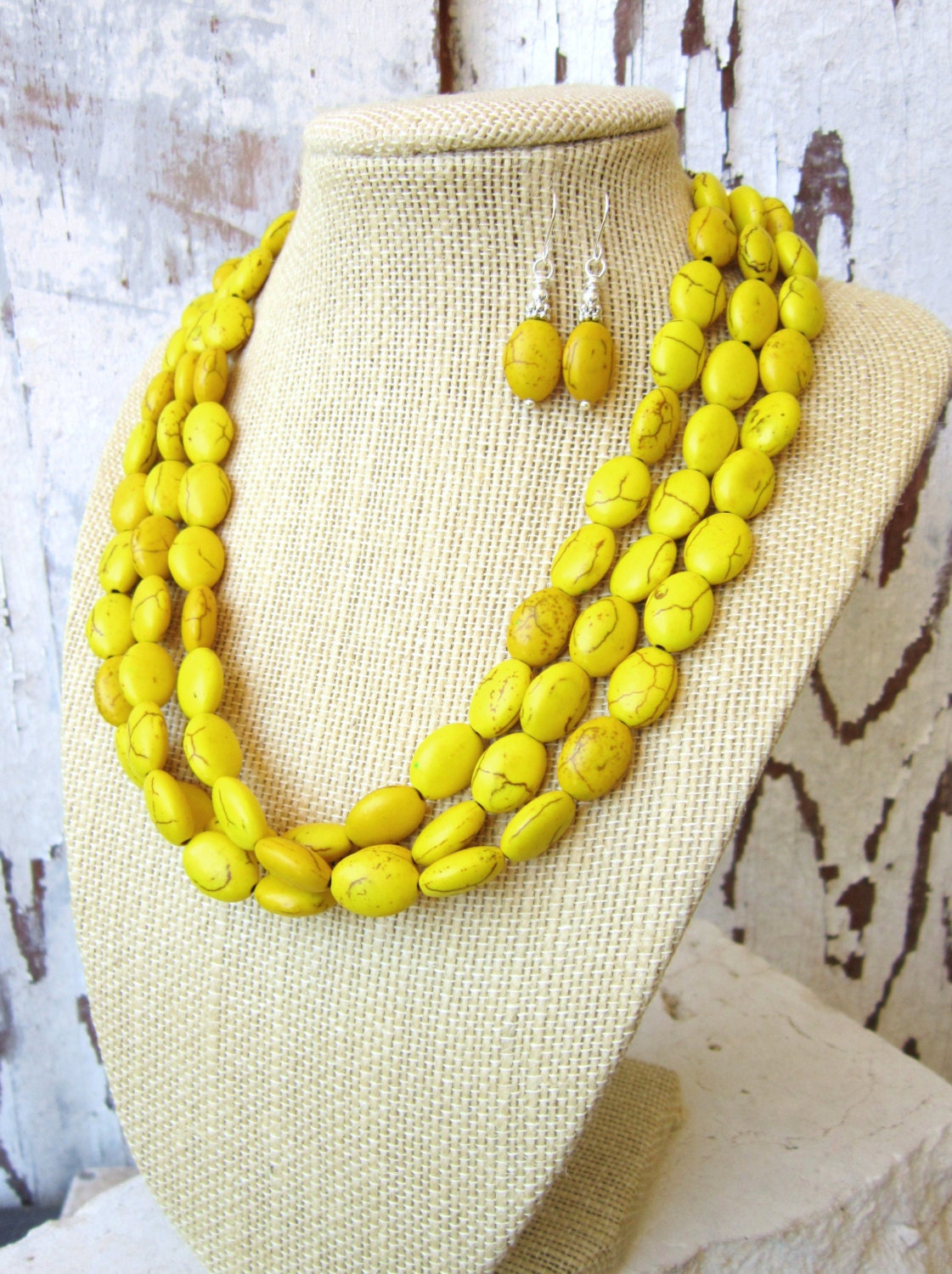 Yellow Dangle Earrings. Yellow Turquoise Earrings. Yellow Etsy