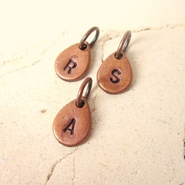 Initial Stamped Copper Charm Add On for Personalized Jewelry