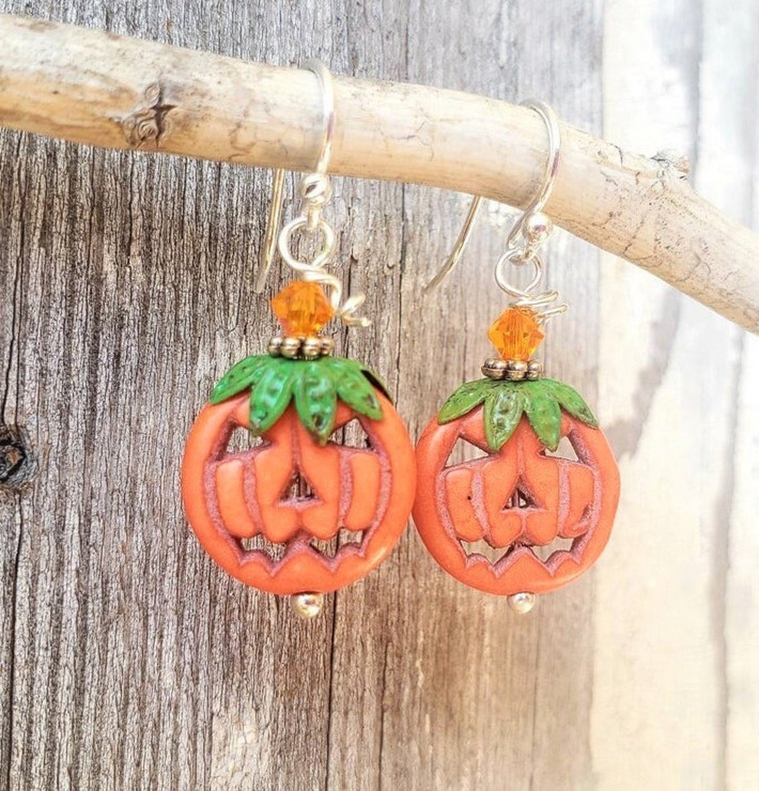 Jack O Lantern Earrings. Orange Halloween Earrings. Orange Pumpkin ...