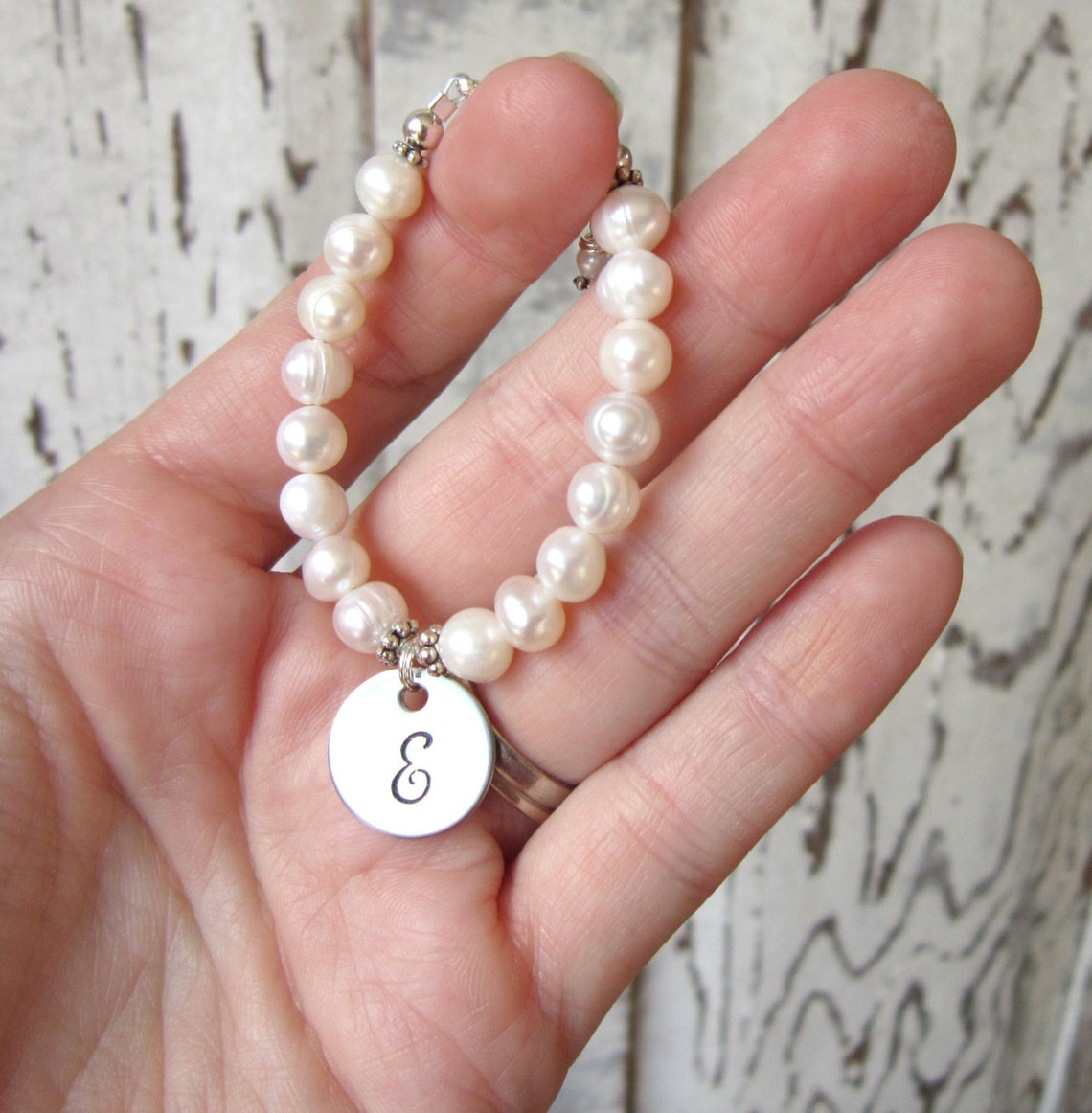 Personalized Baby Pearl Bracelet. Girl's Genuine Pearl Etsy