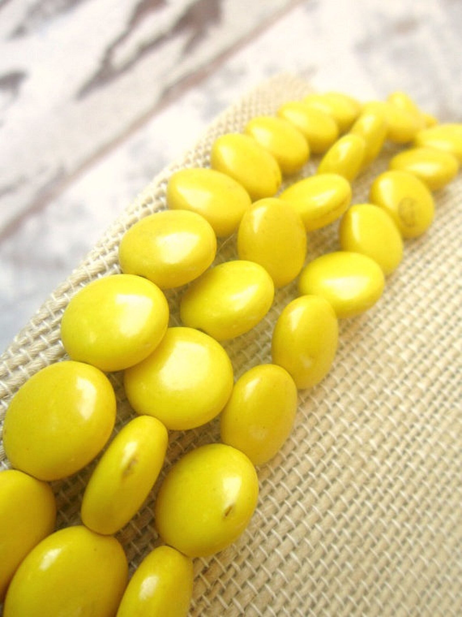 Yellow Turquoise Statement Necklace. Triple Strand Yellow Etsy