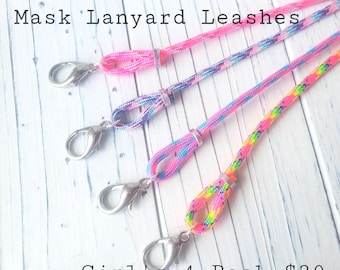 Mask Lanyard. Adult or Child Mask Leash. Face Mask Holder for Girls. Girls Mask Lanyard Pack of 4. Mask Straps. Gift for Girls. Mask Supply