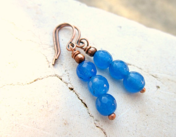 Blue jade earrings deals