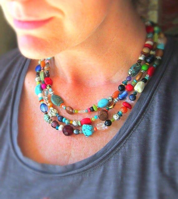Multicolor Stone Necklace , New with no tags Healing Rainbow Stone Necklace – Kaleidoscope Living Shop main image 4