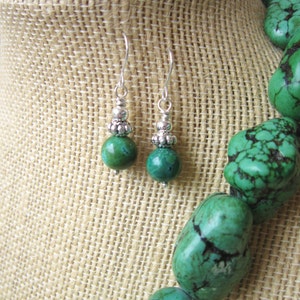 Green Turquoise Earrings. Genuine Turquoise Dangle Earrings. Turquoise Drop Earrings. Silver & Natural Turquoise Jewelry image 3