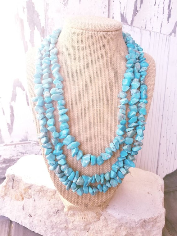 Teal necklace sale chunky