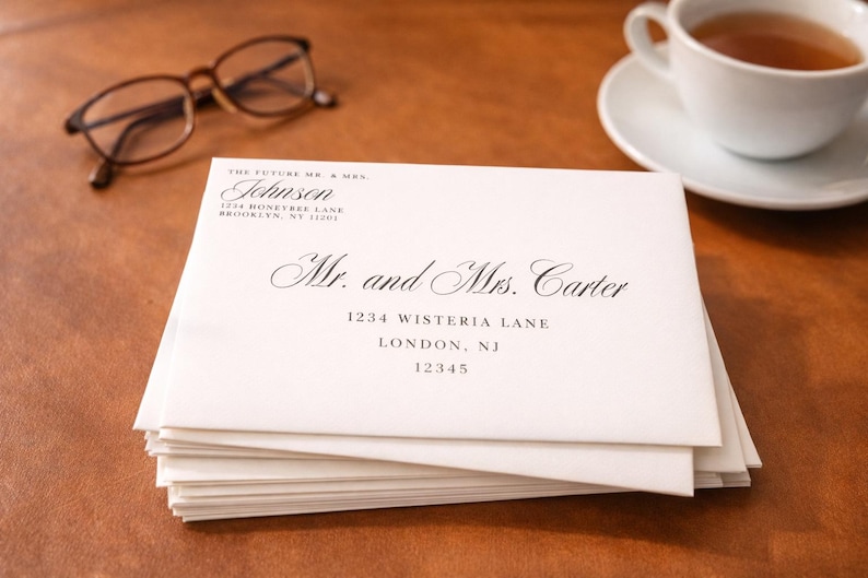 Wedding Envelope Address Template, Elegant Calligraphy, Editable Canva ...