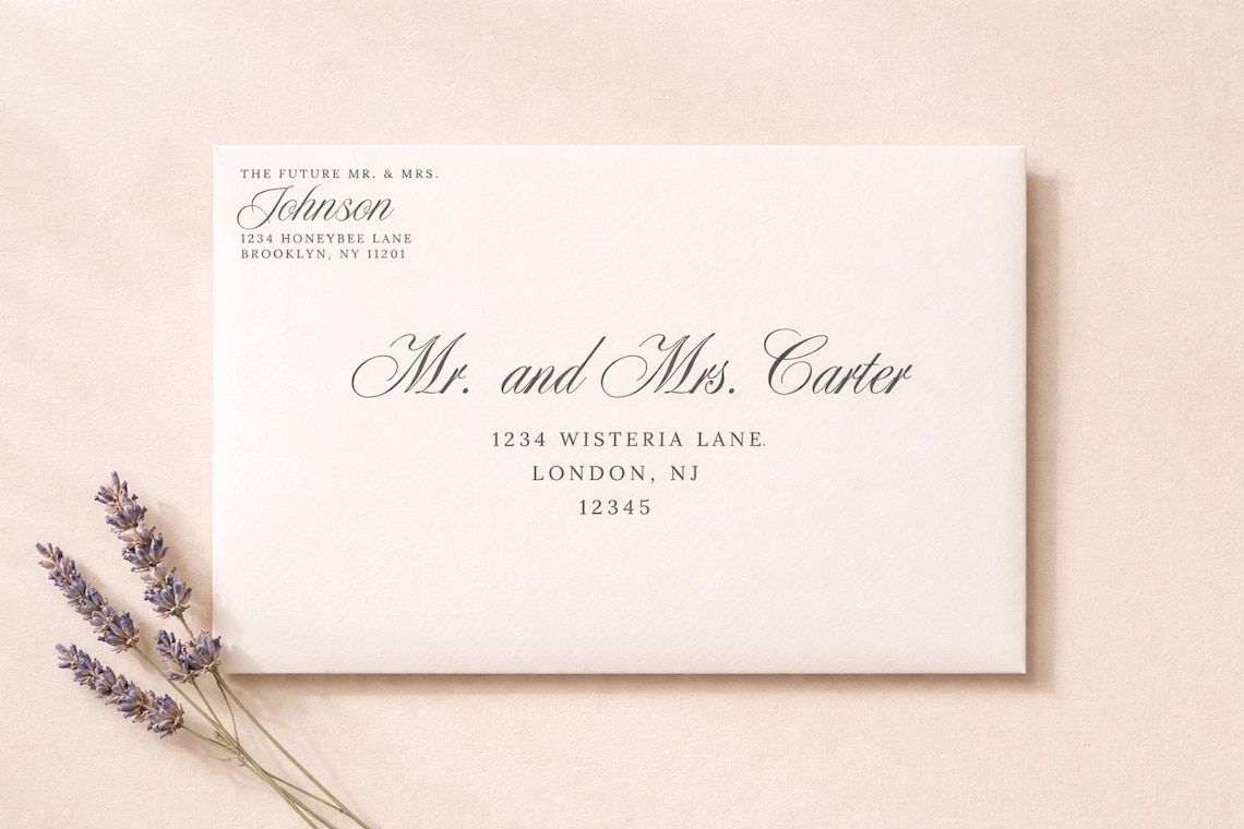 Wedding Envelope Address Template, Elegant Calligraphy, Editable Canva ...