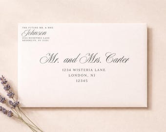 Modèle d'adresse d'enveloppe de mariage, calligraphie élégante, toile modifiable, téléchargement immédiat