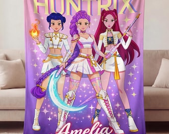 Personalized Anime Girl Blanket, Custom Kpop Idol Fleece Throw, Magical Girl Bedding, Kawaii Room Decor for Teen, Kids Birthday Gift