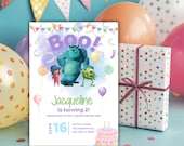 Boo She’s Two Birthday Invitation, Second Birthday Halloween Invite, Monster Inc Boo Girl Birthday, Editable Canva Template