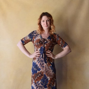 1940s vintage rayon jersey dress . size small