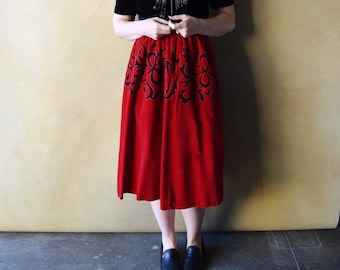 1950s Lanvin Castillo skirt . vintage velvet skirt . size small