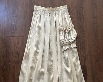 Edwardian antique skirt . 1910s striped silk satin skirt . size small to s/m