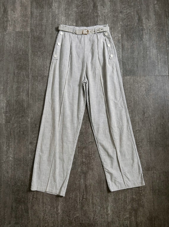 1940s 1950s seersucker pants . vintage pants . 26… - image 3
