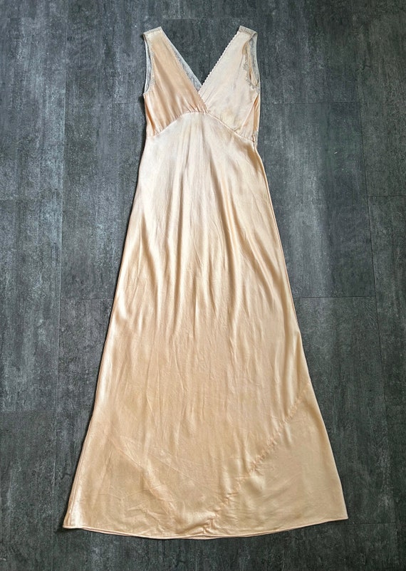 1930s slip dress . vintage satin and lace nightgo… - image 4