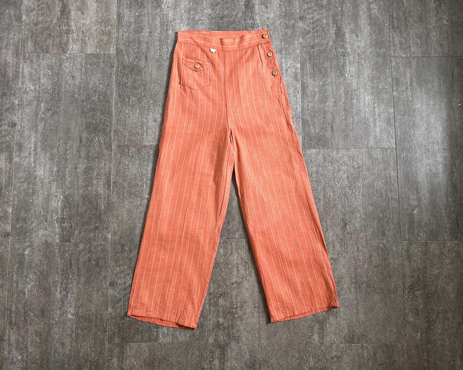 1930s 1940s Striped Pants . Vintage Trousers . Size Xxs to Xs - Etsy