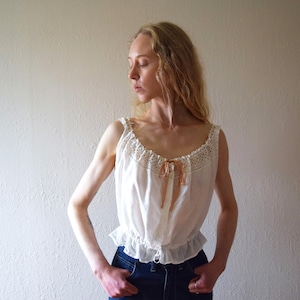 Antique corset cover . vintage Edwardian era cotton top . size small to xl