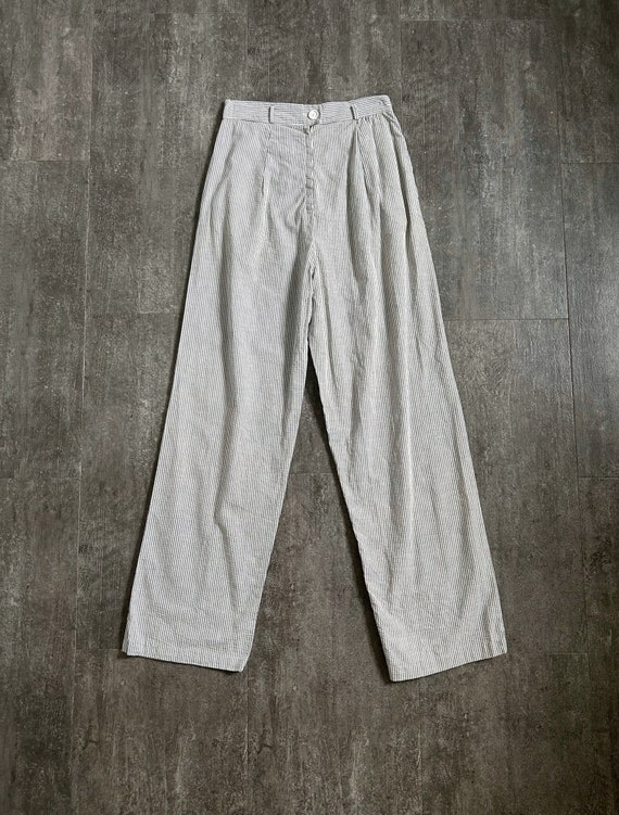 1940s 1950s seersucker pants . vintage pants . 26… - image 4