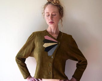 1930s 1940s vintage suede leather jacket . size small to medium