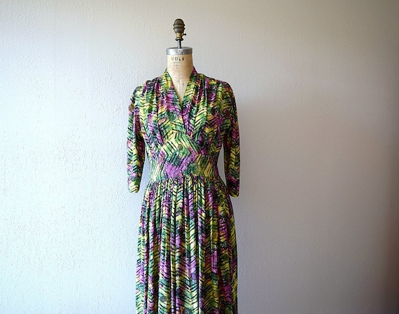 1940s rayon dress . vintage 30s 40s dress