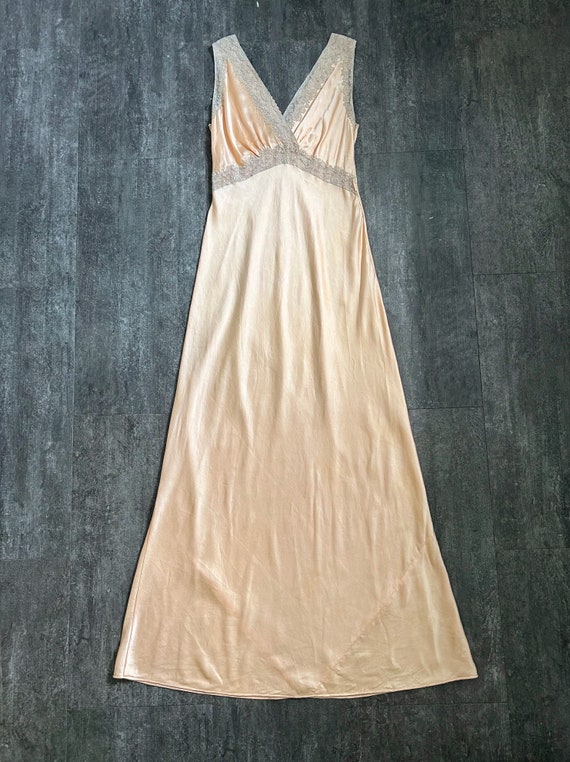 1930s slip dress . vintage satin and lace nightgo… - image 2