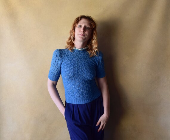 1940s knit top . vintage 40s sweater . size xxs t… - image 4