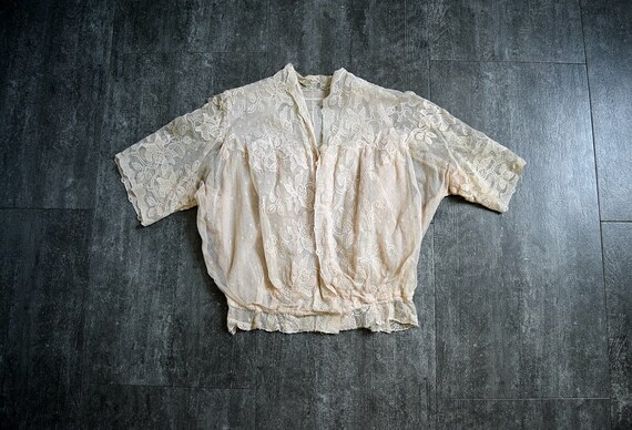 Antique Edwardian blouse . vintage floral net top