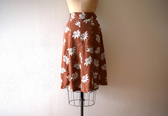 1940s skirt . vintage 40s floral skirt