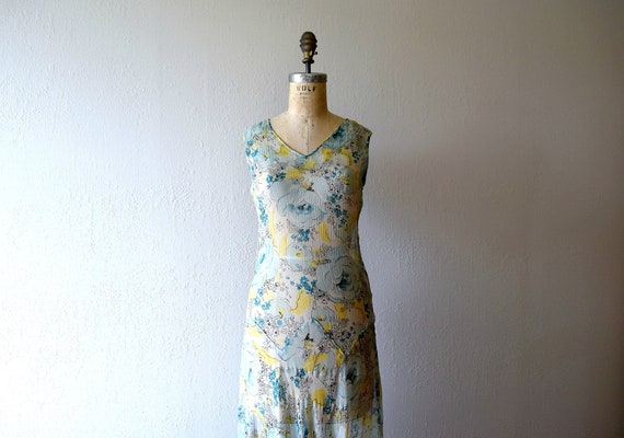 1920s 1930s chiffon dress . vintage floral print d