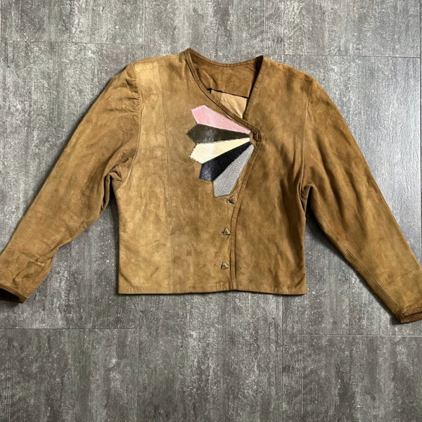 Faux Leather Applique Jacket
