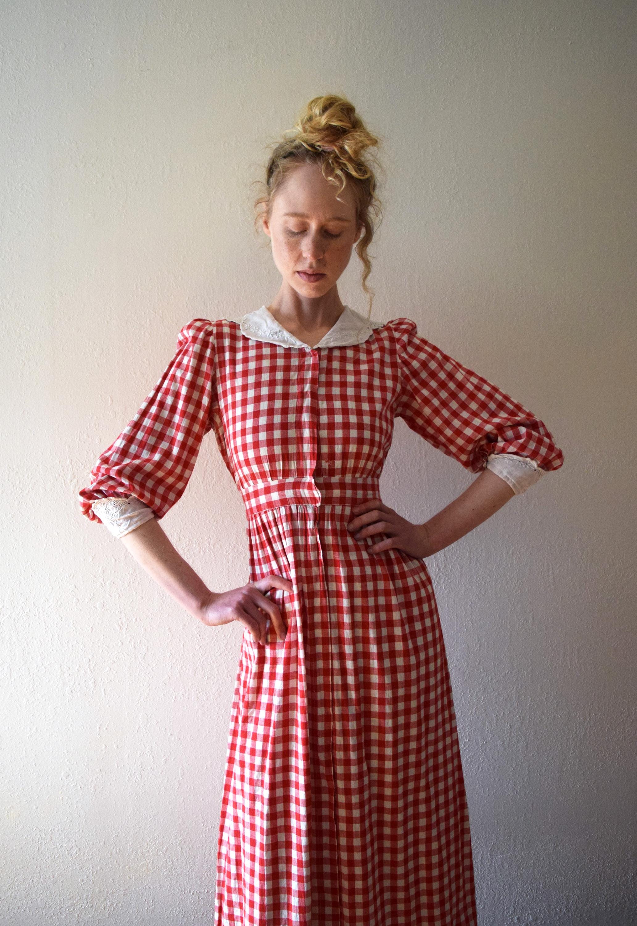 Red Edwardian House Dress - Etsy