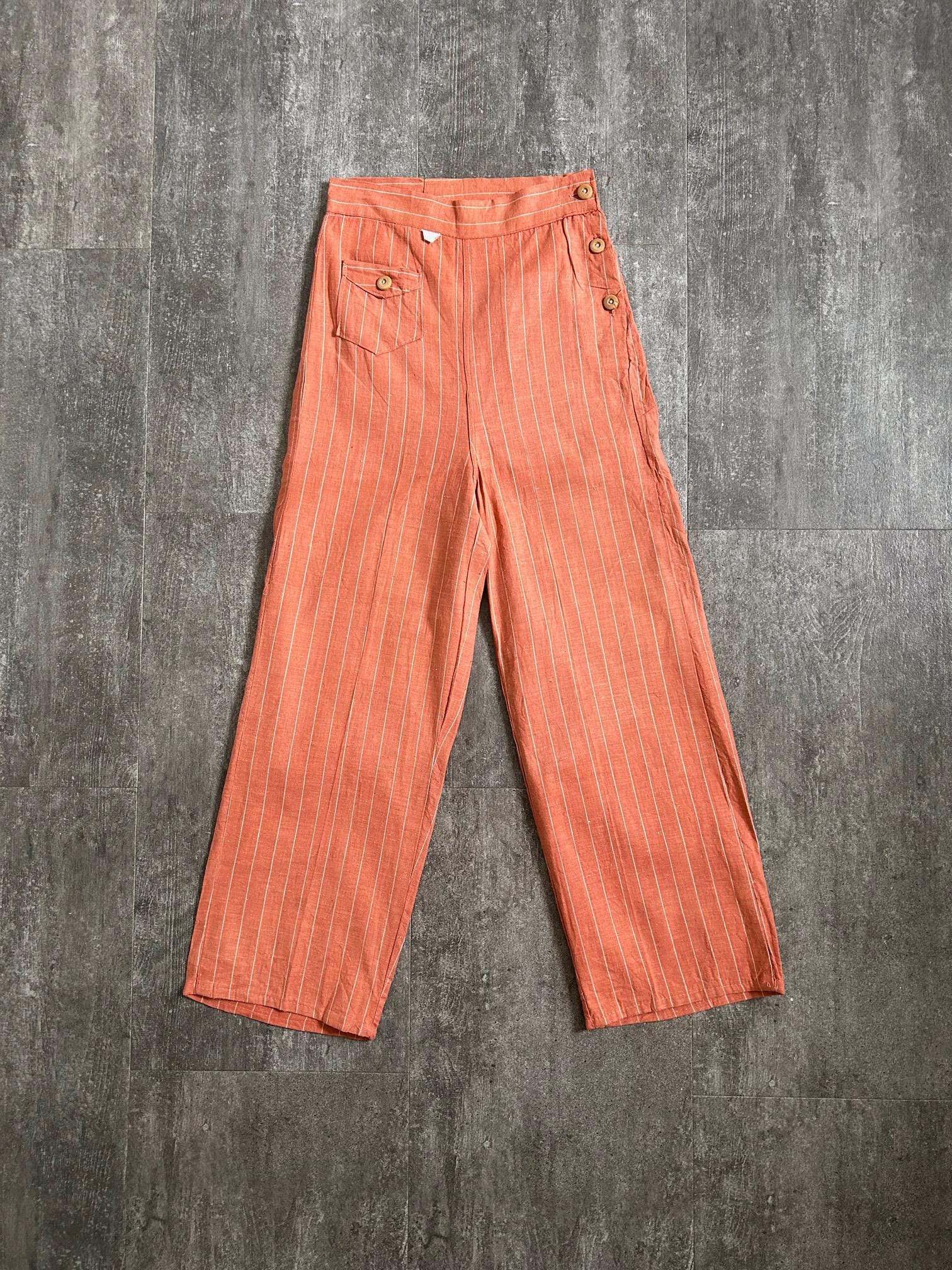 1930s 1940s Striped Pants . Vintage Trousers . Size Xxs to Xs - Etsy