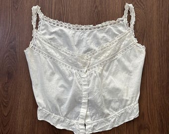 Antique corset cover with lace trim . size medium to large