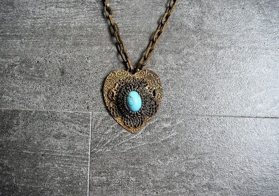 1930s 1940s brass necklace . vintage 30s 40s neckl