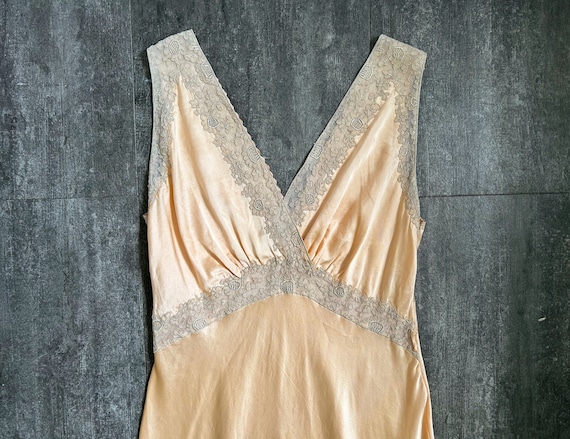 1930s slip dress . vintage satin and lace nightgo… - image 3